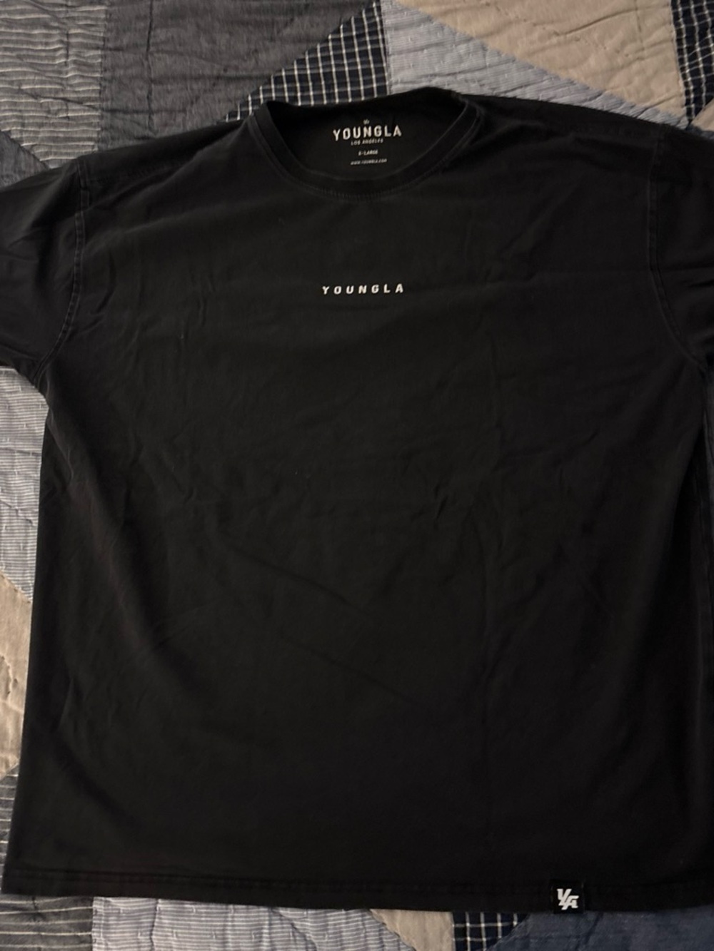 YoungLA Black Minimal Chest Logo Tee